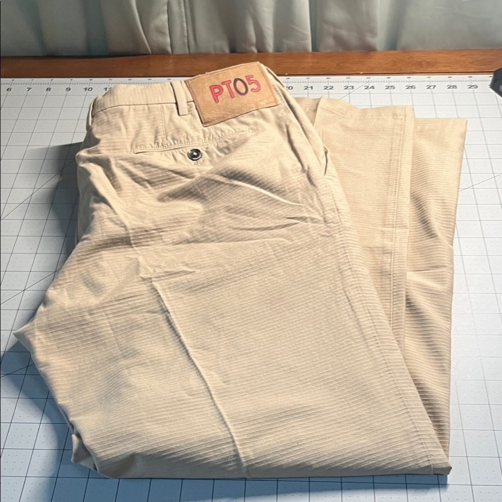 PTO Men's Beige Flat Front Pants Size 36
